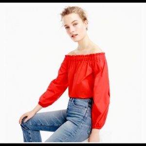 Red J.Crew off the shoulder blouse, never worn